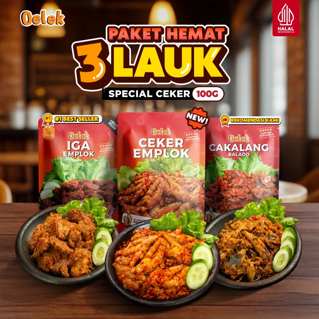 

Oelek Paket Hemat 3 Pcs Lauk - Iga Emplok / Cakalang Baldo / Ceker Emplok 100gr