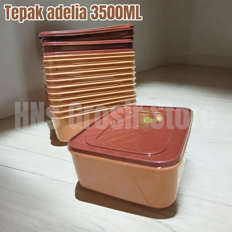 (Isi 6pcs) Tepak polypack segi 3500ML besar plastik warna coklat grosir