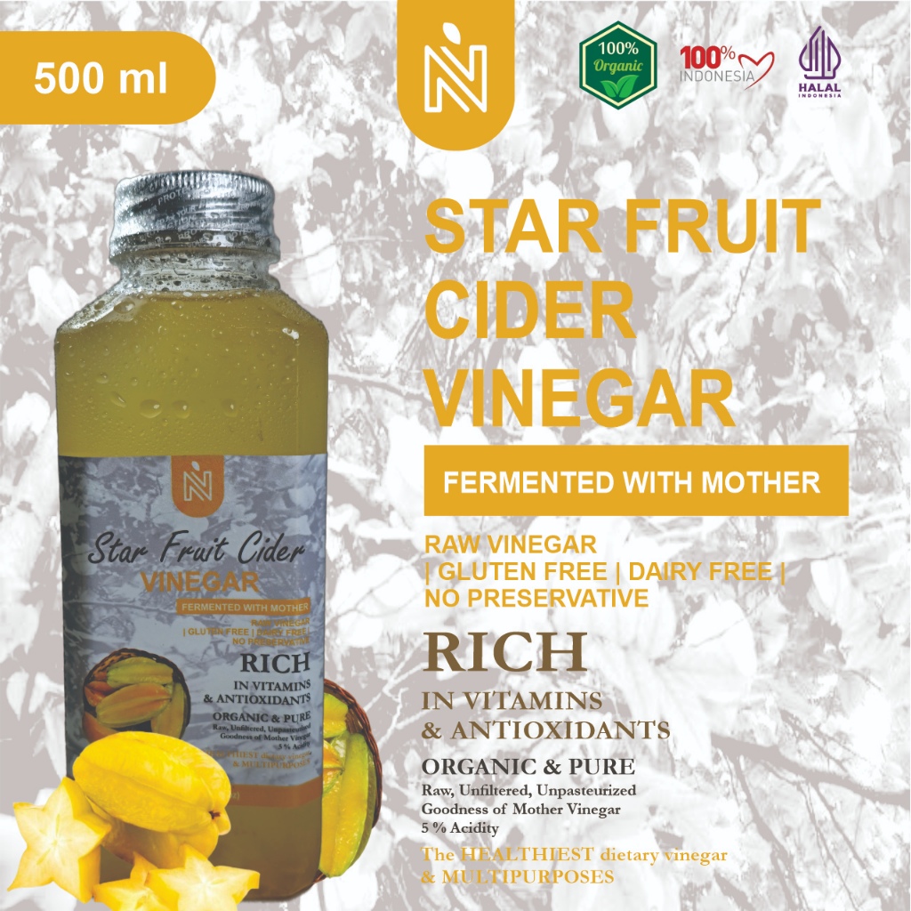 

Benutriva Cuka Belimbing 500 ml Endapan Mother Fermentasi Probiotik / Star Fruit Cider Vinegar Bragg