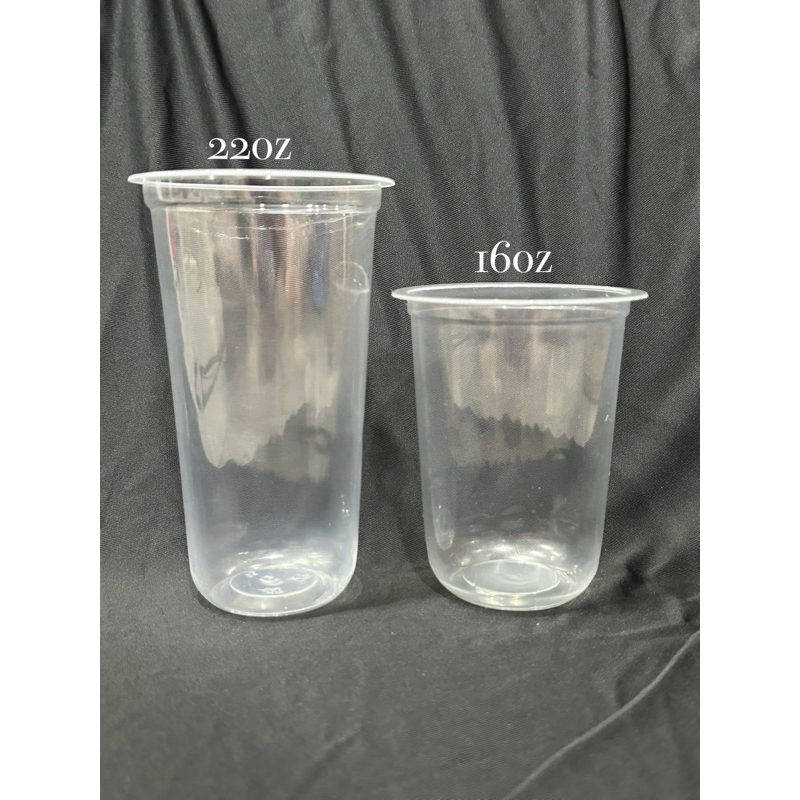 GELAS PLASTIK 16 oz dan  22oz OVAL GELAS MINUM POP ICE GELAS BOBA ISI 25PCS
