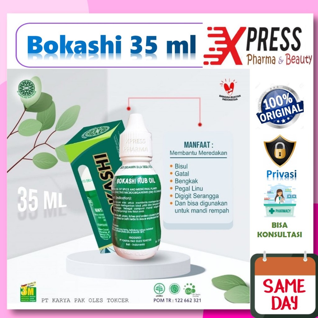 XPRESS  BOKASHI 35 ml Minyak Oles Obat Gosok Gatal Bisul Bengkak Penyakit Kulit Batuk Bokasi Bokasih