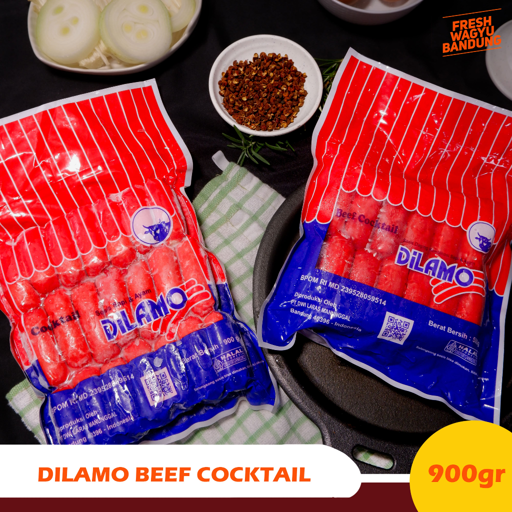 

DILAMO BEEF COCKTAIL SOSIS SAPI HALAL PREMIUM 900g