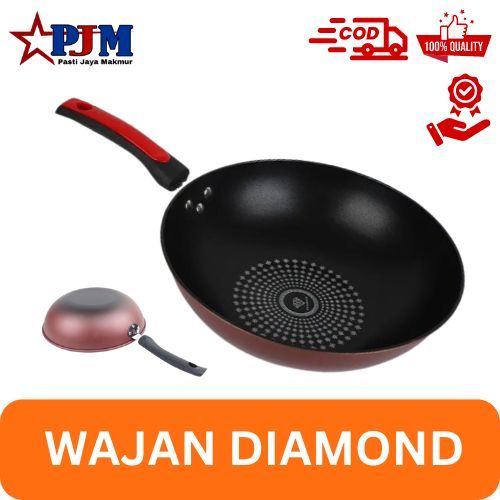 Wajan Diamond/Wajan Penggorengan Diamond Ukuran 33cm Anti Lengket/Wajan Gagang Jumbo Diamond