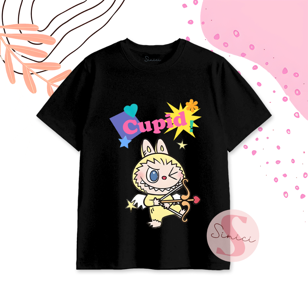 Kaos Wanita Basic Lengan Pendek Motif Cupid Monster
