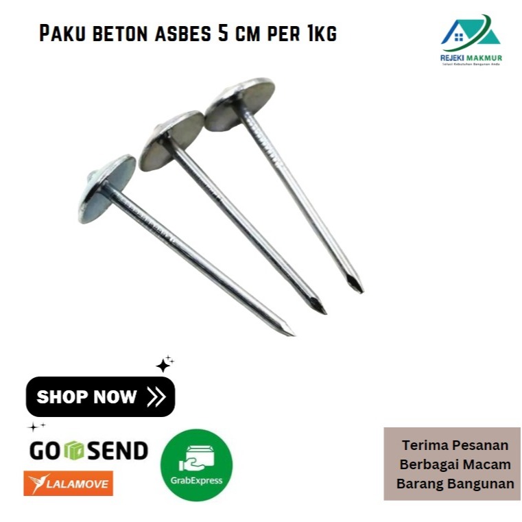 Paku beton asbes 5 cm per 1kg