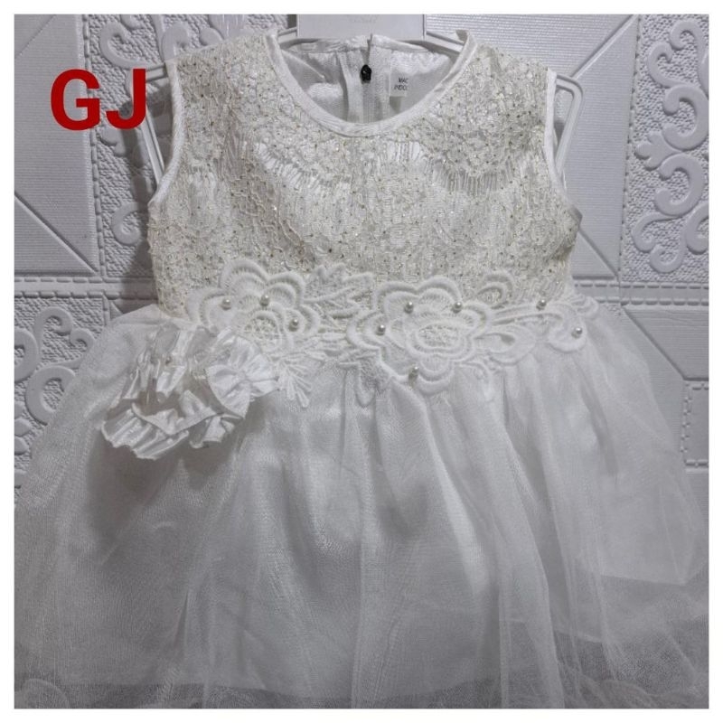 Gaun baby new born gaun akekah gaun bayi dress bayi warna putih usia 0-24 bln Dress gaun putih bando