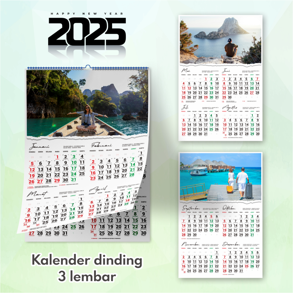 

syam kalender dinding 2025 lengkap isi 3 lembar custom foto