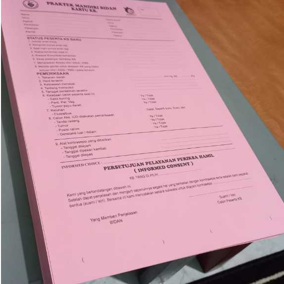 

kartu praktek mandiri bidan kartu kb ukuran f4