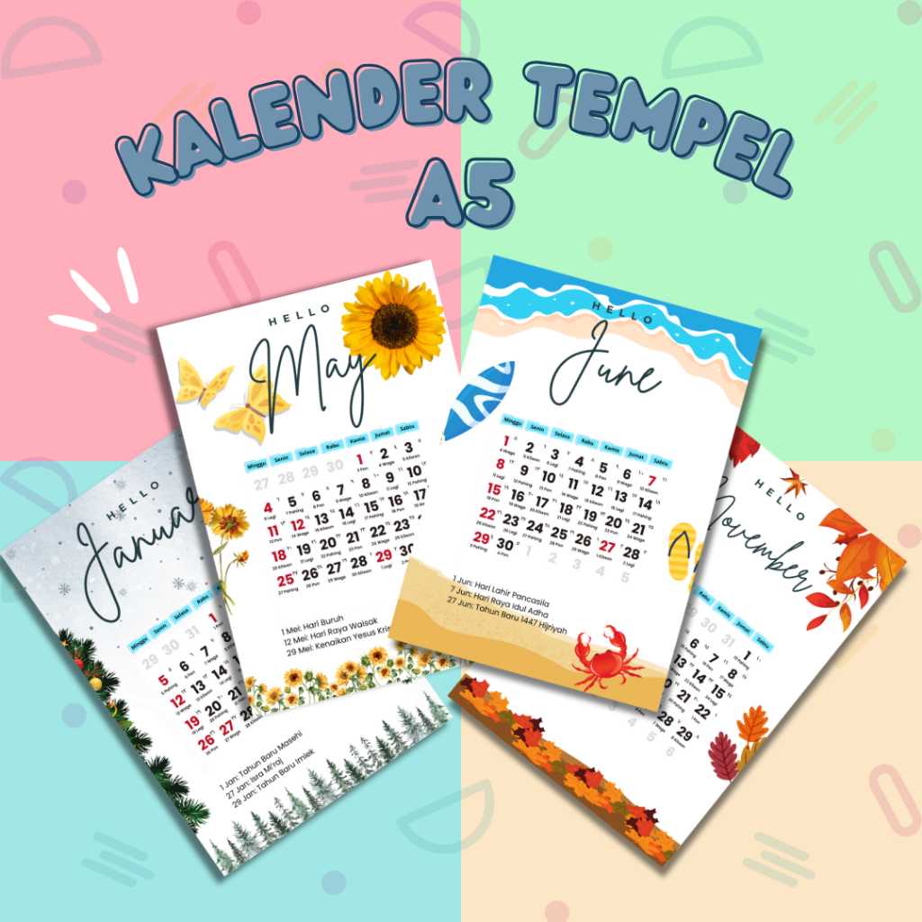 

[A5] Kalender Tempel 2025 Aesthetic Dekorasi Dinding Murah - Colorfull