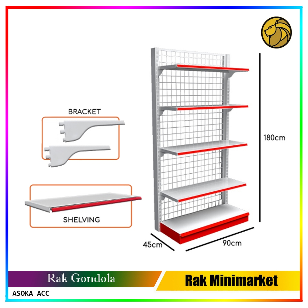 Rak Minimarket Tinggi 180 cm / Rak Serbaguna / Rak Gondola Layer Set Bracket Shelving
