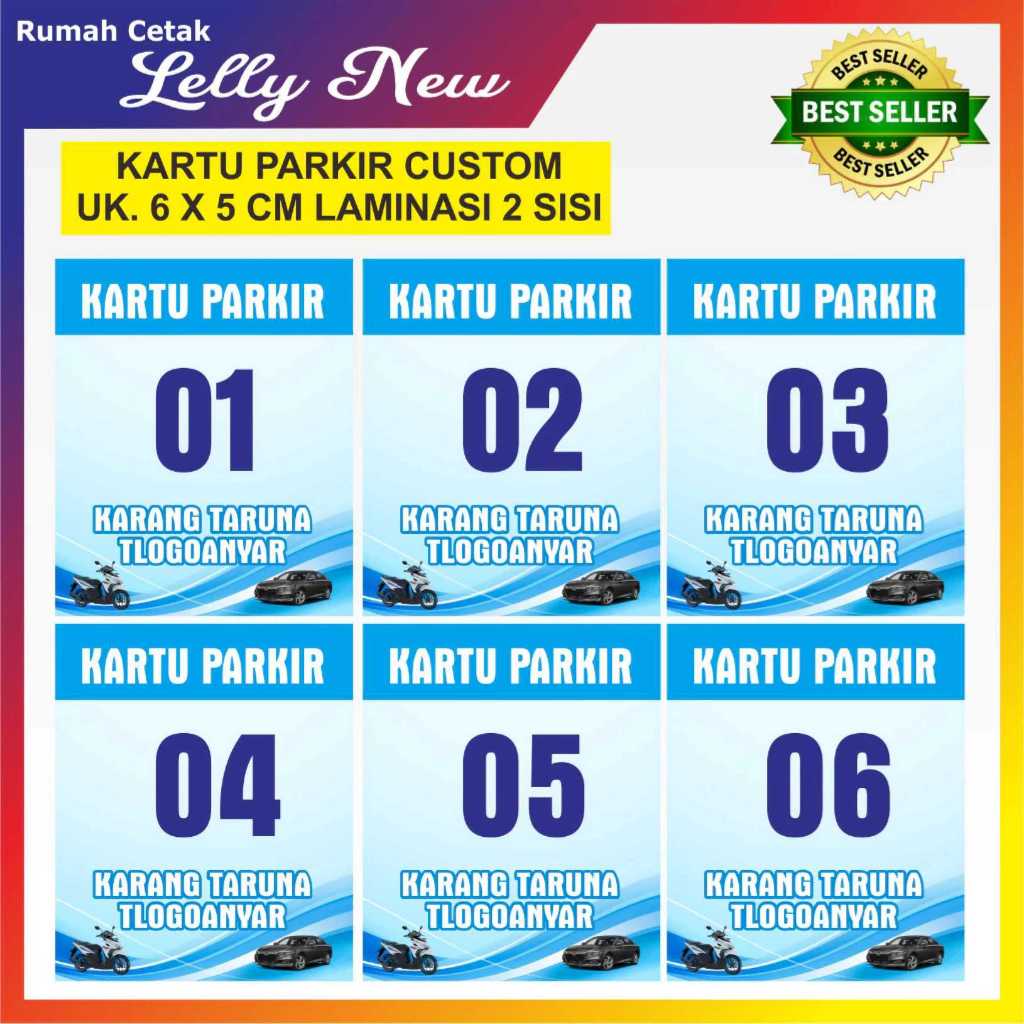 

CUSTOM KARTU PARKIR NOMOR MOBIL & MOTOR UKURAN 5X6 CM
