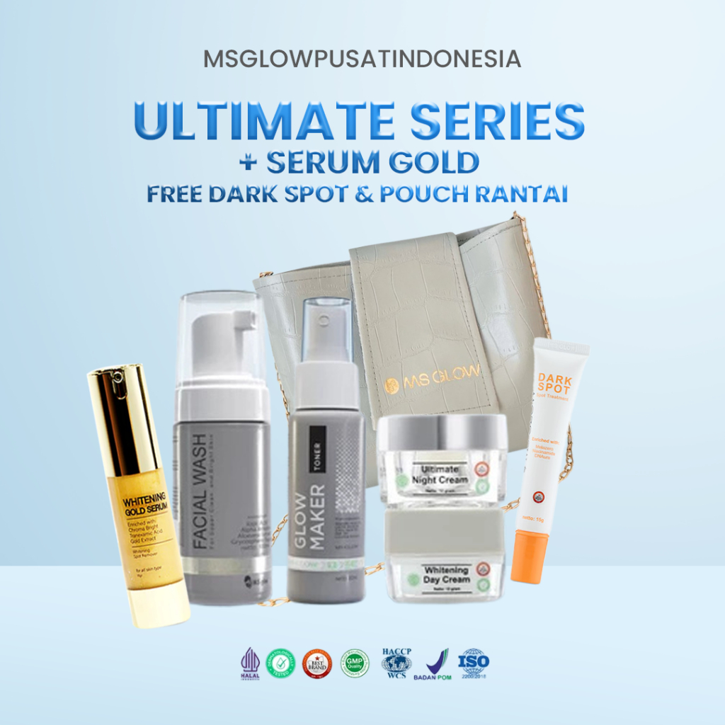 MS GLOW - PAKET ULTIMATE - 750 GR +  SERUM GOLD -15 ML FREE DARK SPOT 15 GR - ORIGINAL 100% BPOM