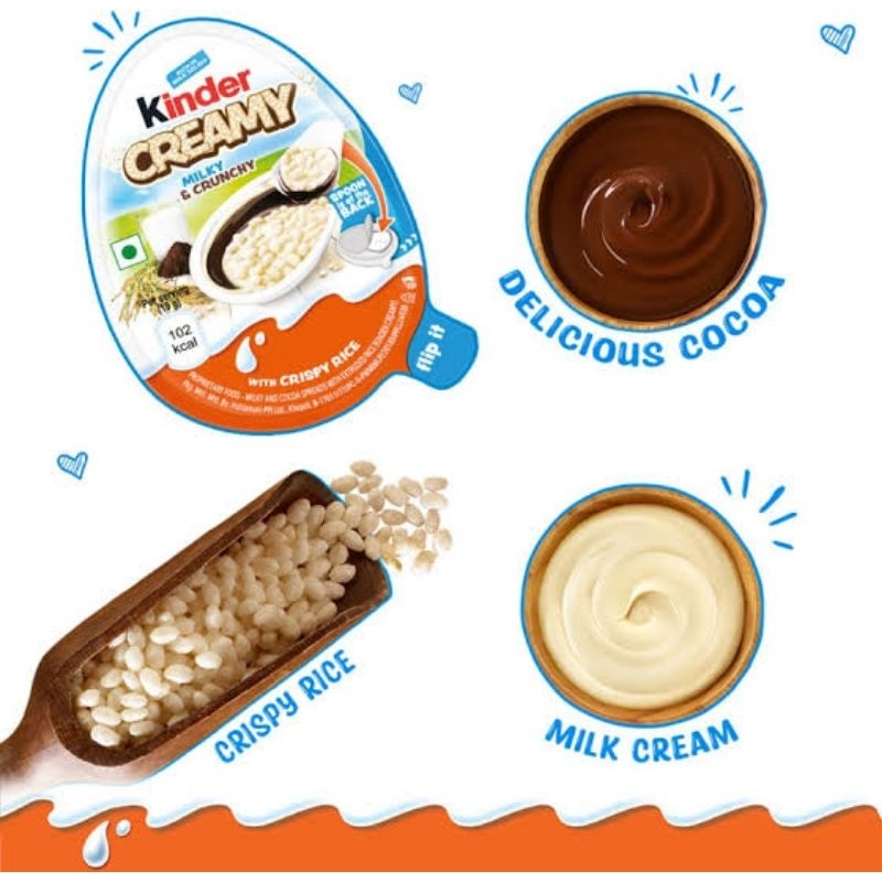 

Kinder Creamy 1 box, dengan kemasan 19 gram tanpa mainan