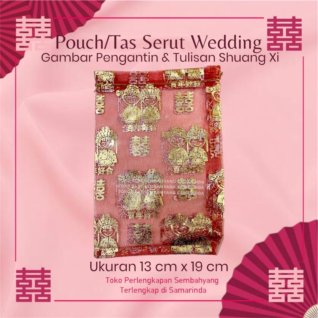 

Pouch Tas Shuang Xi Wedding / Tea Pai / Tingjing Lamaran Tunangan Souvenir