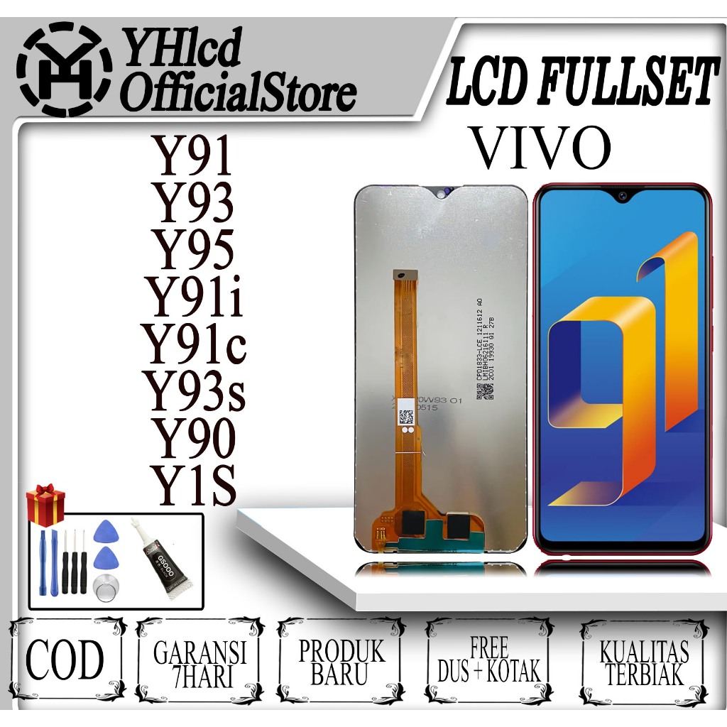 LCD VIVO Y91 / Y91C / Y93 / Y95 / Y1S ASLI Fullset - Gratis Alat Servis Bisa COD + Garansi 1 Tahun