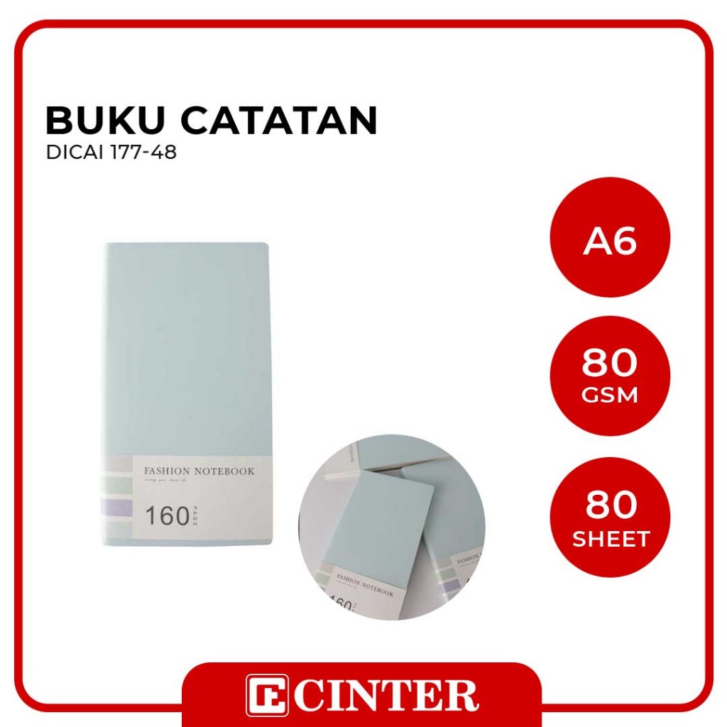 

DICAI - BUKU CATATAN / BUKU AGENDA / NOTE BOOK A6 177-48 FASHION POLOS WARNA