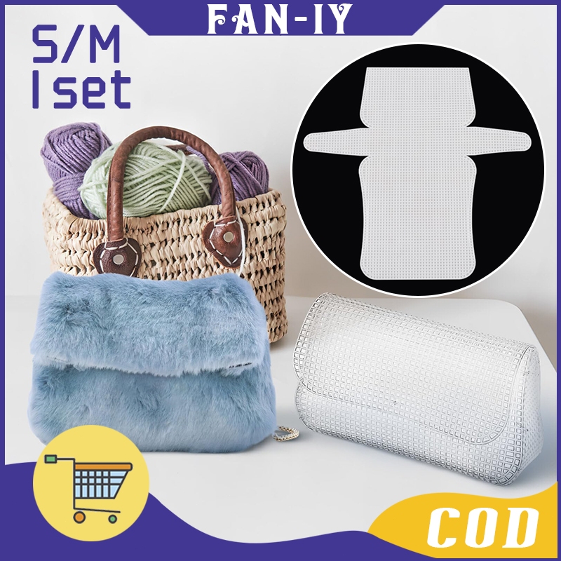 1Set Kanvas Plastik Rajut Kerangka Tas Rajut Kanvas Plastik Bag