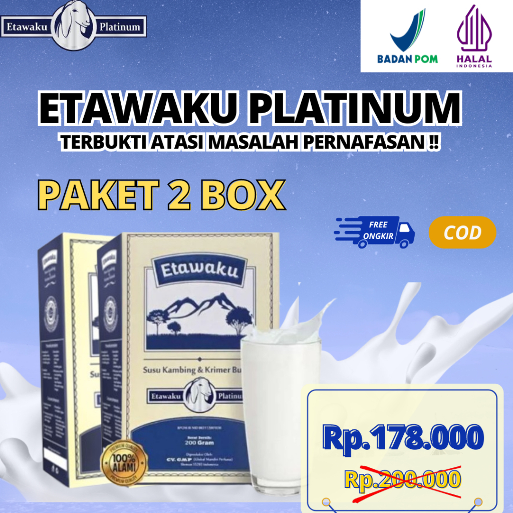 

GAJIAN SALE!! HEMAT 2 BOX Etawaku Platinum - Ampuh Atasi Masalah Pernapasan & Persendian - Sesak Nafas, Asma, TBC