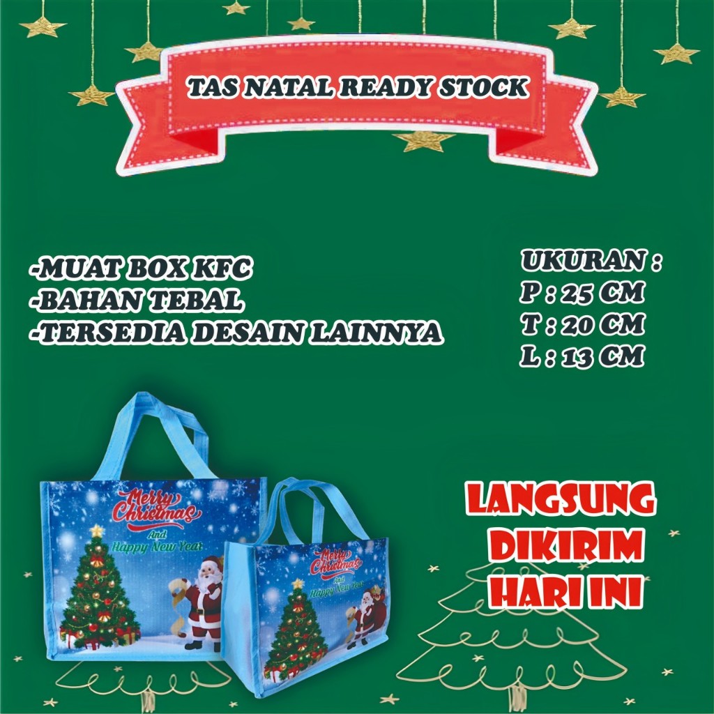 

TAS NATAL MUAT KFC/TAS BINGKISAN NATAL/TAS NATAL/TAS SPUNBON NATAL/GOODIE BAG NATAL/TAS READY STOK NATAL/TAS
