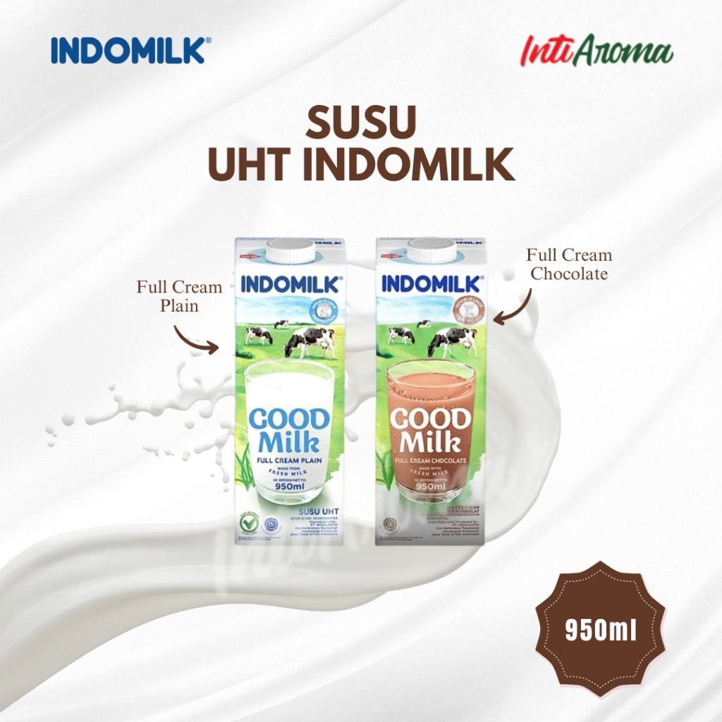 

Susu Indomilk Good Milk Susu Cair UHT Full Cream Plain / Full Cream Chocolate kemasan 950ml