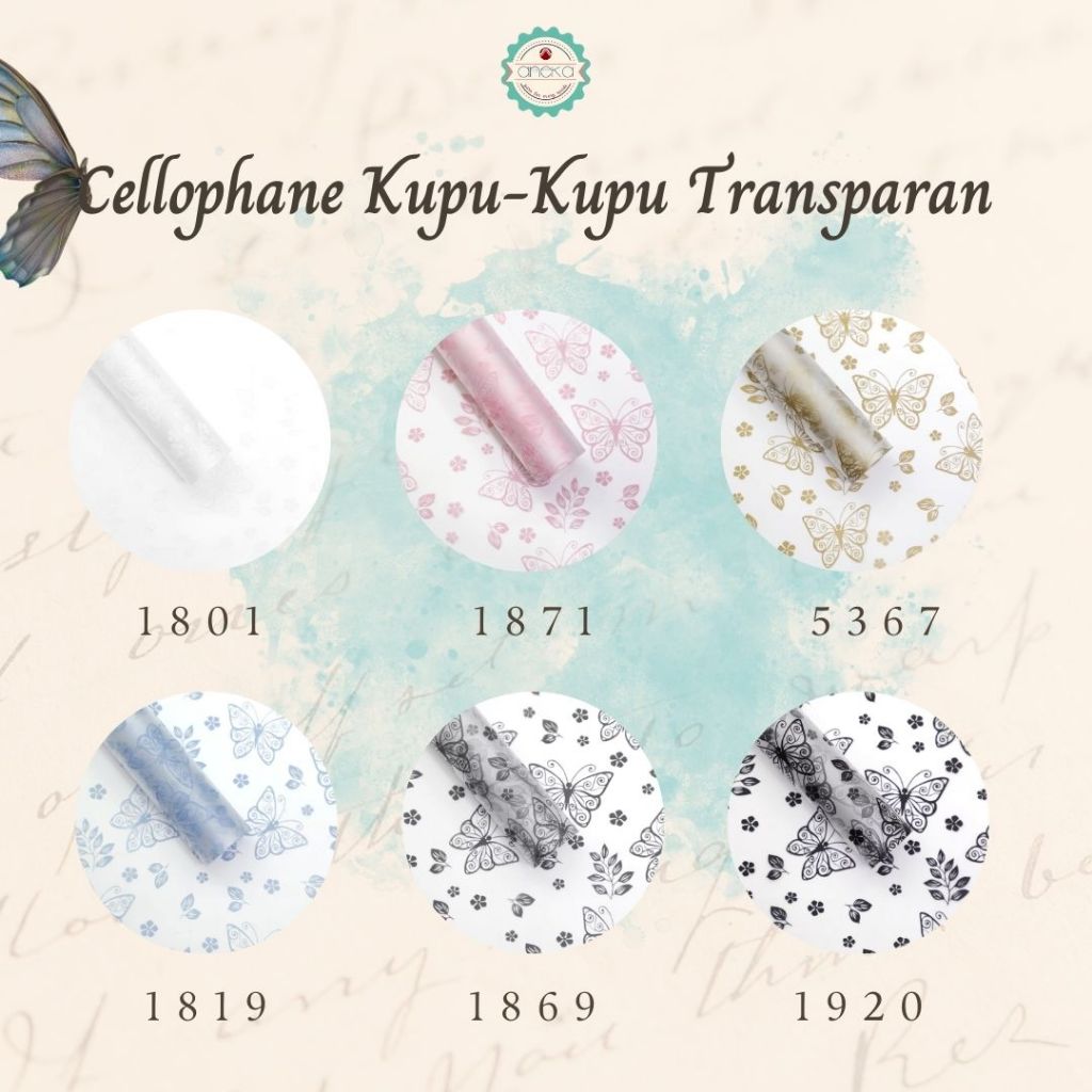 

ANEKA - [ 20 Lembar ] Kertas Cellophane Buket Bunga [ Kupu-Kupu Transparan ] Flower Wrapping Paper Celophane