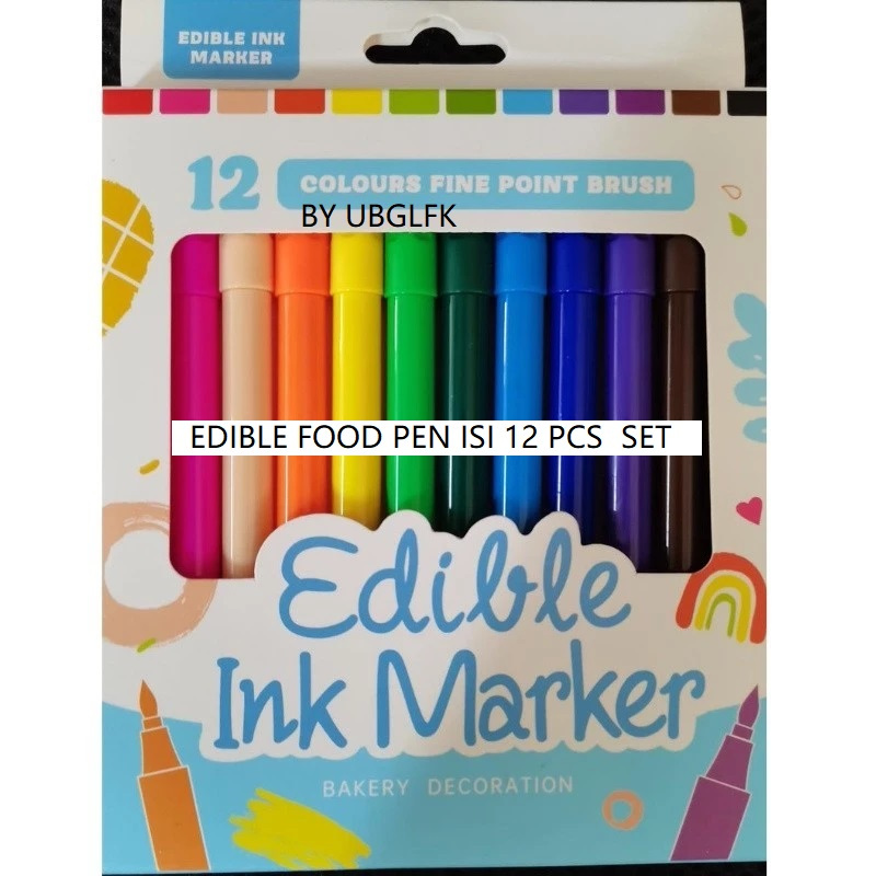 IMPORT HOT Edible PEN Ink WARNA CAKE FONDANT KUE FOOD GRADE BAKERY BENTO ROTI NASI  RAINBOW SET SPEC