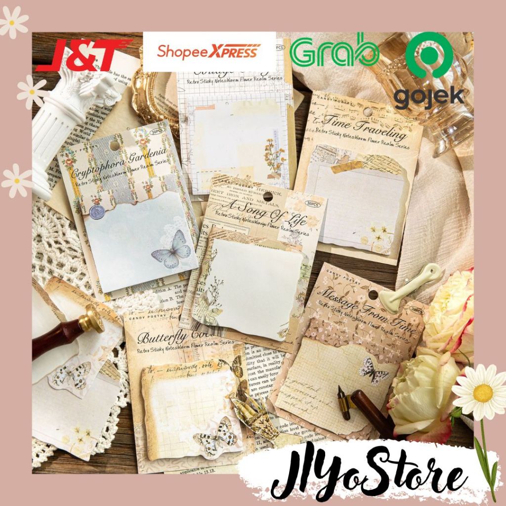 

30lbr Paper Art Dekor Retro Vintage Craft Scrapbook Bujo Journal Jurnal Notes Memo Catatan Aesthetic