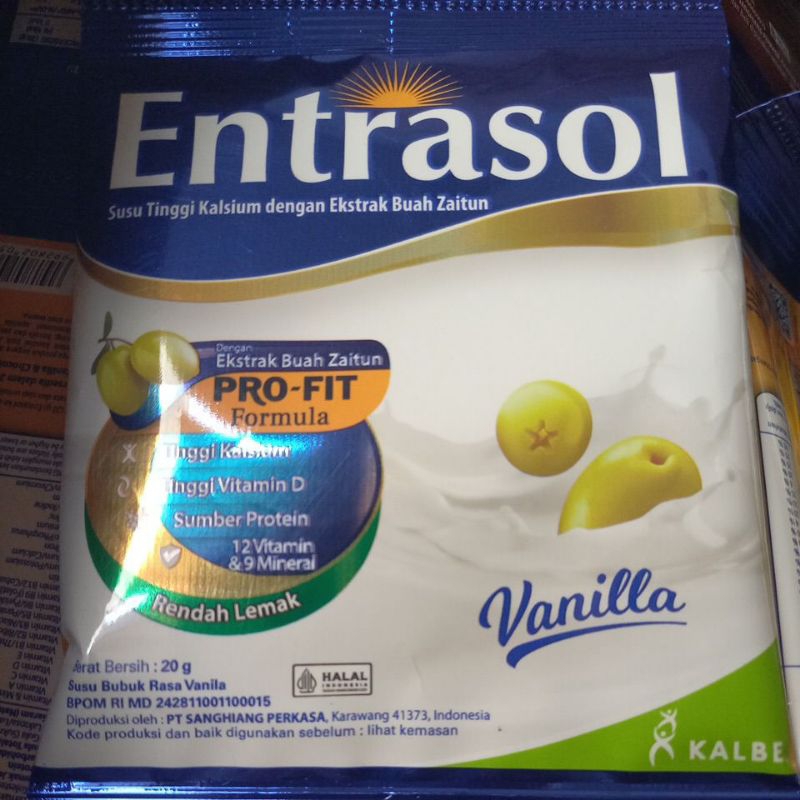 

Entrasol Susu Vanilla & Coklat Extra buah zaitun Renceng