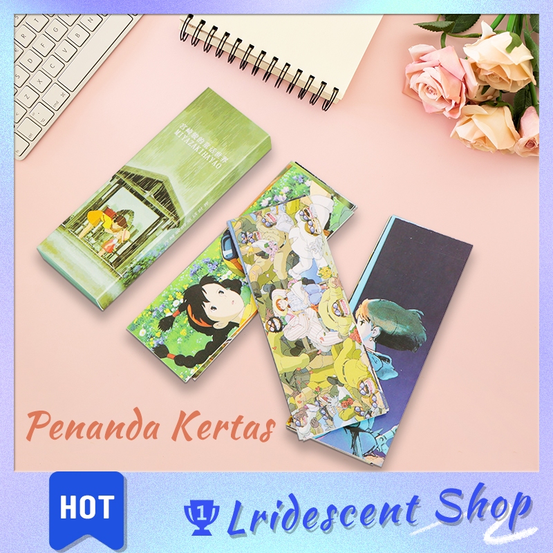 

30Pcs/Set Pembatas Buku Kertas Karakter Lucu Besar Desain Hayao Miyazaki / Van Gogh Bookmark