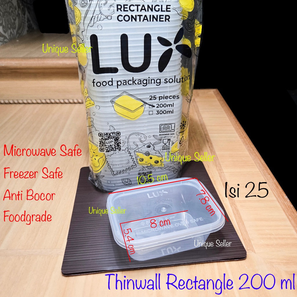 Baru [Isi25] Thinwall Rectangle 200 Ml Lux Anti Bocor Kuat / Thinwall Thinwall Rectangle Persegi