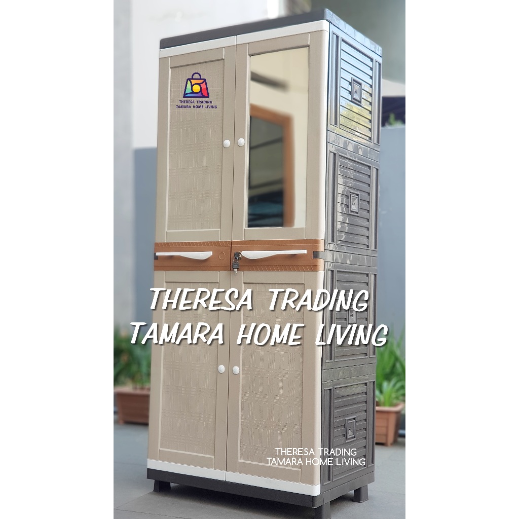 LEMARI PLASTIK SERBA GUNA CLUB COMPACT KACA SUSUN 4 CERMIN SUSUN 4 + KUNCI LEMARI