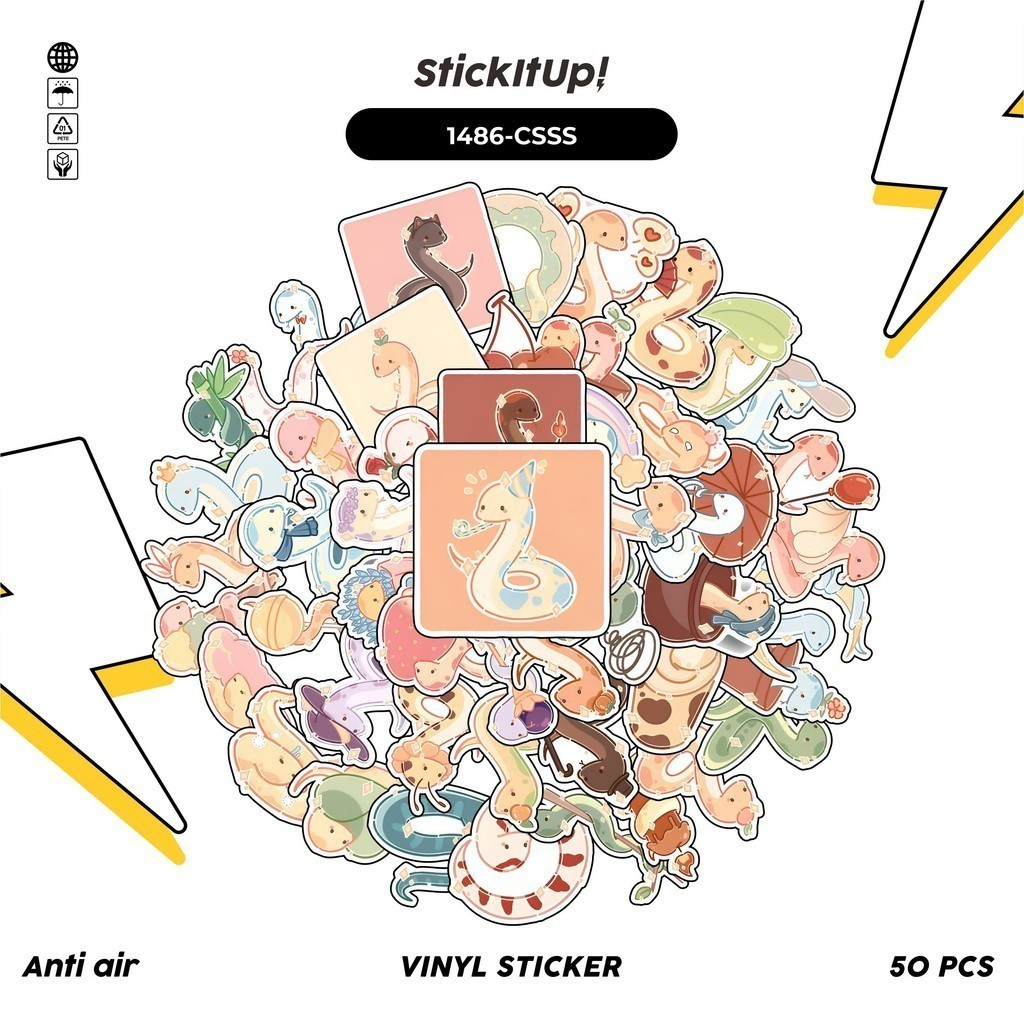 

COD✨ 100 Pcs Stiker Snake/Ular v2 Lucu Anti Air Untuk Dekorasi Notebook Sepeda Skateboard Handphone DIY