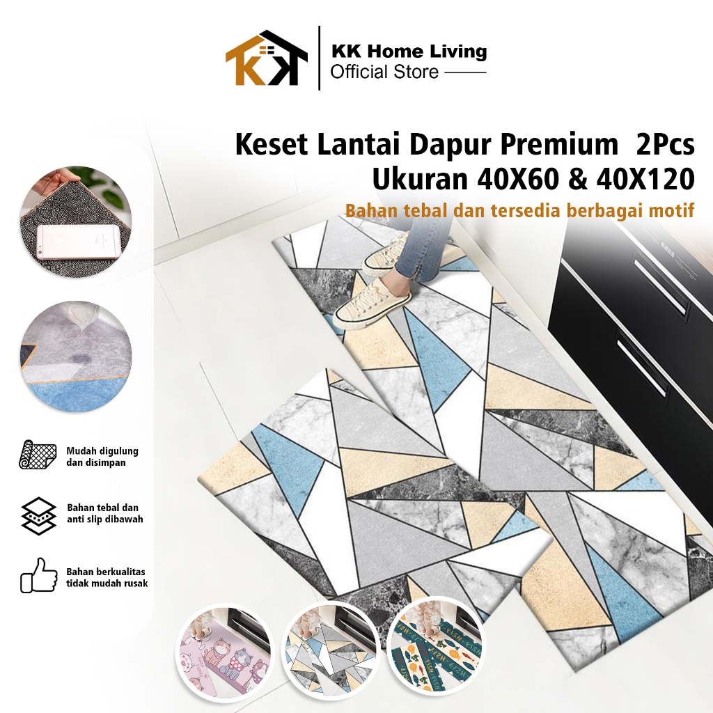 (KK) Keset Dapur Minimalis Set 2pcs Antislip Keset Kaki Kamar Mandi / 1SET Kitchen Floor Mat