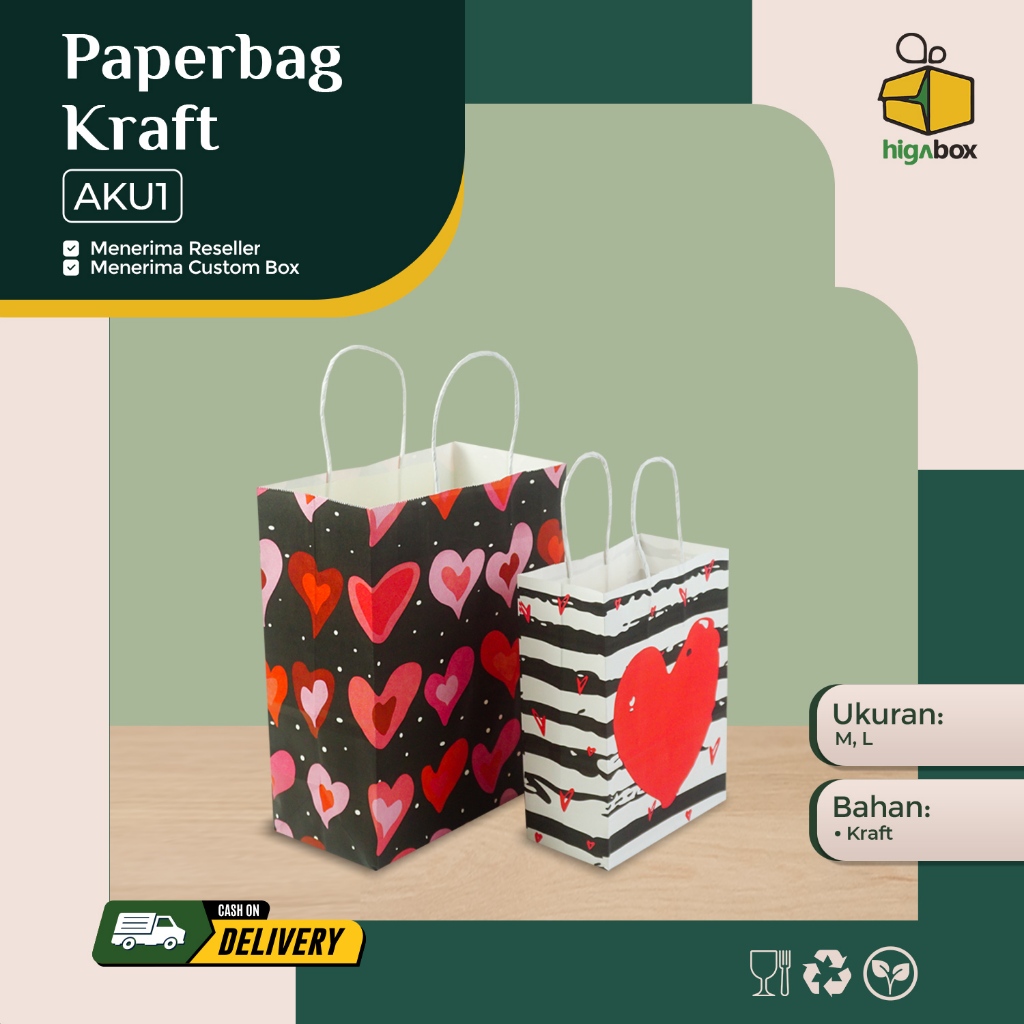 

Paperbag Motif Love Valentine's Day / Tas Kertas Kraft Paperbag Kraft tebal / Paper Bag Kantong Kertas Motif Valentine's Day / Goodie Bag Kraft Hampers Souvenir | AK02U1(M)