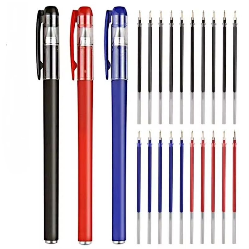

Pulpen 3 Pcs Warna Hitam Merah Biru dan Isi Ulang 20 Pcs