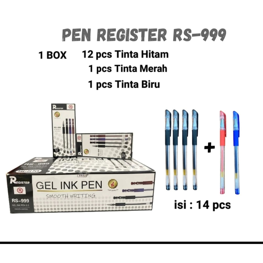 

Pulpen Gel PACMAN REGISTER RS-999 (12pc bonus 2pc)