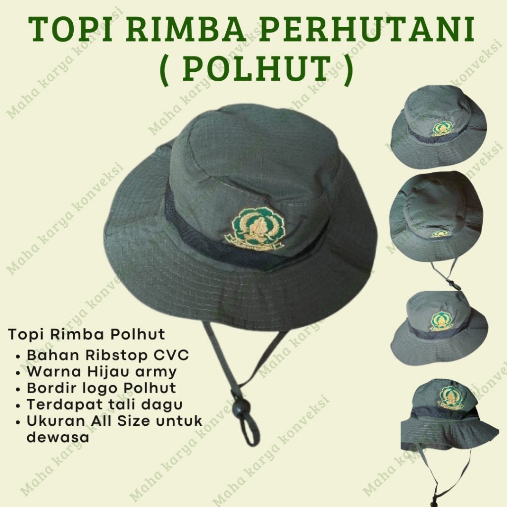 TOPI RIMBA PERHUTANI (POLHUT) Hijau