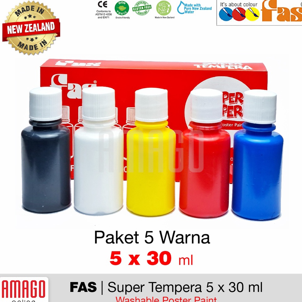 

KODE W1Y7 FAS Super Tempera 5 Primary Colour set Cat Lukis Cepat Kering Sekolah Paket 5 warna dasar x 3 ml