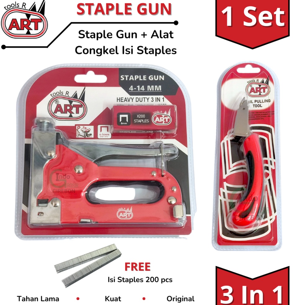 

KODE R3U9 ART 1 SET Staple Gun Tacker 3 in 1 Congkelan Isi Staples Alat Cabut Pembuka Pencabut Pelepas Isi Staples Stapler Nail Pulling Tool Tembakan Steples Staples Stapler Warna Merah