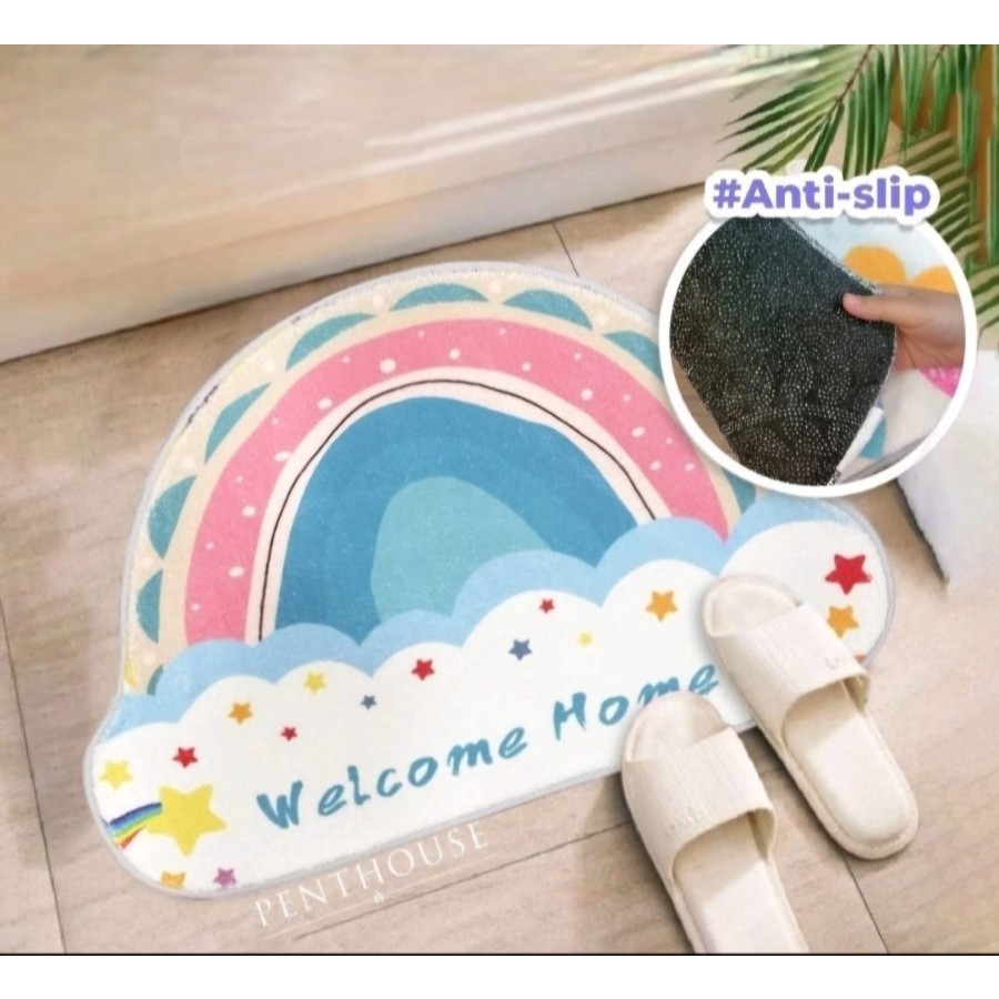 MH -  KESET KAKI KAMAR MANDI KKM08 -RAINBOW MAT - ALAS KAKI KAMAR MANDI