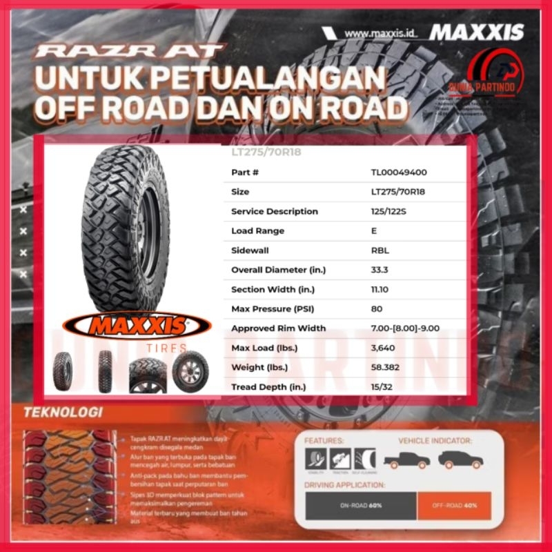 MAXXIS RAZER AT 275/70 R18 ban mobil offroad