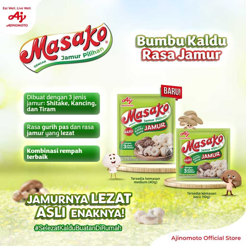 

Masako Bumbu Kaldu Rasa Jamur 10g (12 pcs)