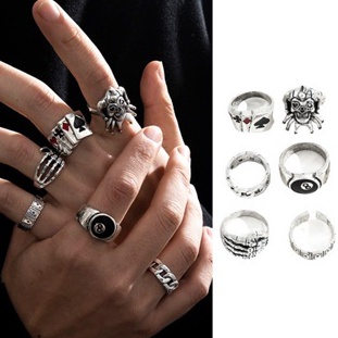 Belanja disini Cincin Charvez Palmer Ring Geometri Uni Alloy Gold Silver Classy Set Cincin Uni Punk 