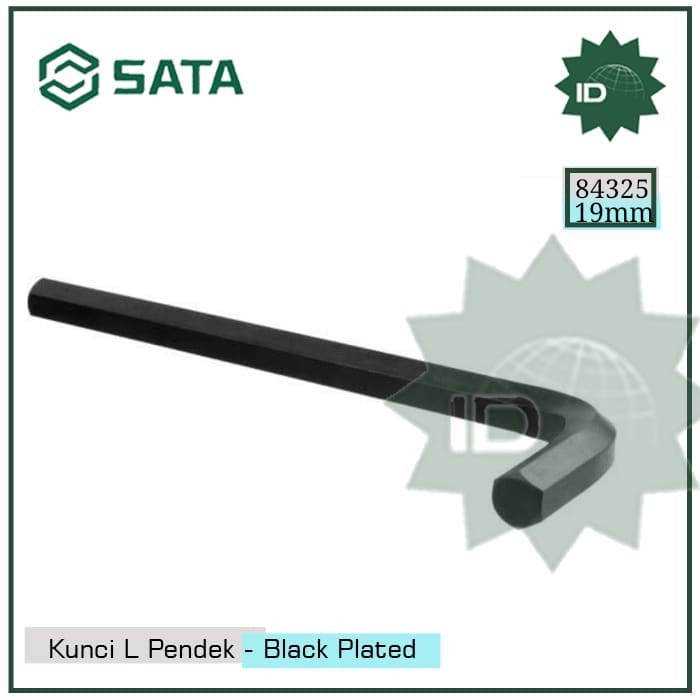 KUNCI L PENDEK 19 MM 84325 - BLACK PLATED HEX KEY 19 MM SATA