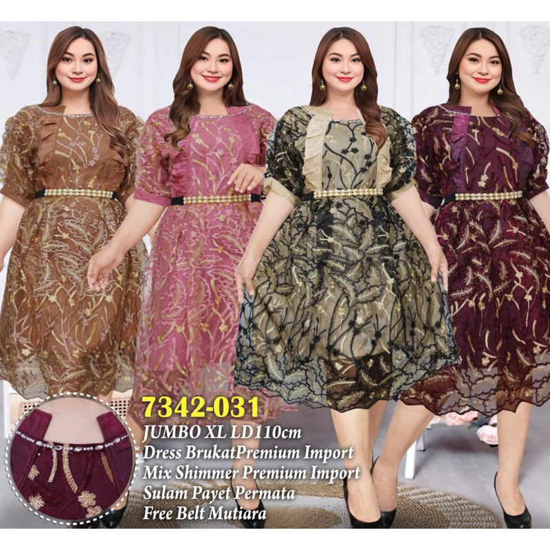 LD 110 dress pesta brukat 7342 baju natal bisa seragaman