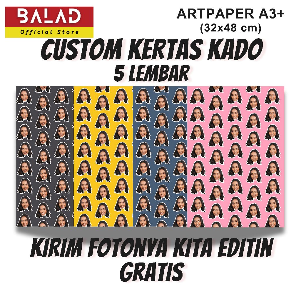 

5 LEMBAR KERTAS KADO CUSTOM MUKA MOTIF SUKA SUKA