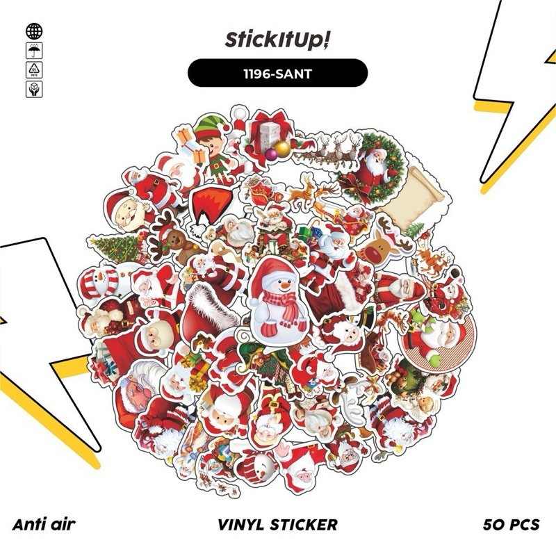 

COD✨ 50 Pcs Stiker Santa Claus Lucu Anti Air Untuk Dekorasi Notebook Sepeda Skateboard Handphone DIY