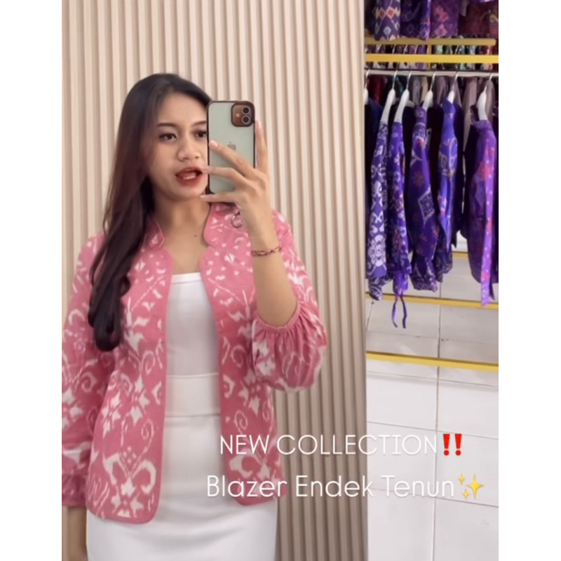 Blazer tenun endek / Outer batik wanita / blazer batik modern / Baju batik cewek murah / atasan bati