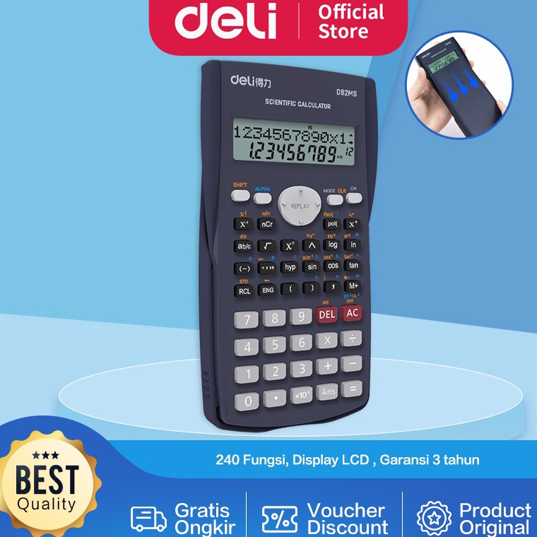 

KODE G6M5 Deli ED82MS Scientific Calculator Kalkulator Scientific 24 Function untuk sekolah dan kantor