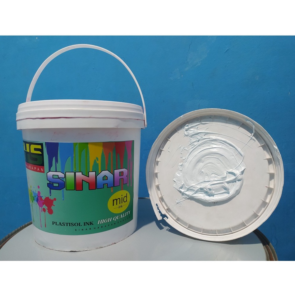 

KODE B1U9 plastisol MID sinar harapan sablon warna putih kemasan 5kg